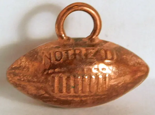 Vintage "Notre  D"  Dame Football Charm Gumball Copper Clad