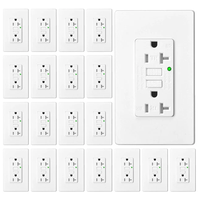 SELFTEST GFCI OUTLET 20Amp Electrical Duplex Receptacle TR WR w/Wall