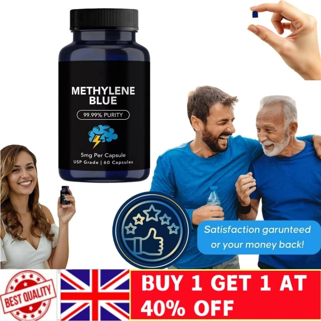 NEW METHYLENE BLUE Capsules,5mg,USP Grade,99.99% Purity, 60 Capsules £ ...