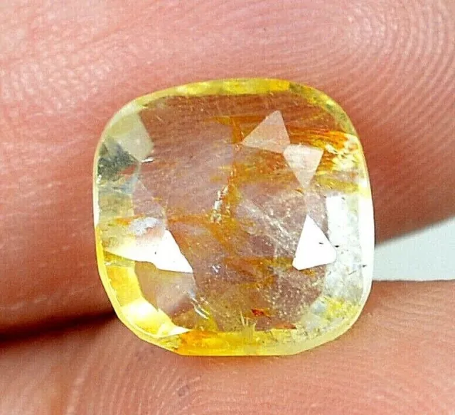 Saphir jaune naturel de Ceylan 4,00 ct coussin certifié pierre précieuse en...