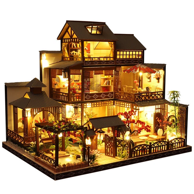 1x Mini Dollhouse Kit Janpaneses Style Retro Room Box Miniature DIY Handmade
