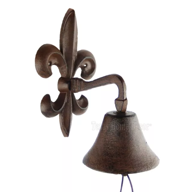 Fleur De Lis Dinner Bell Wall Mounted Rustic Cast Iron French Country Style