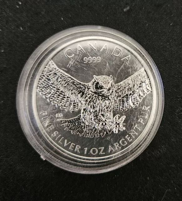 2015 1 oz Canadian Silver Great Horned Owl - Birds of Prey Series