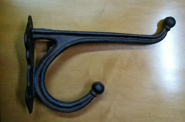 Harness Rustic Cast Iron Double Wall Hat Coat Purse HOOK 5.75"H X 9.5″L