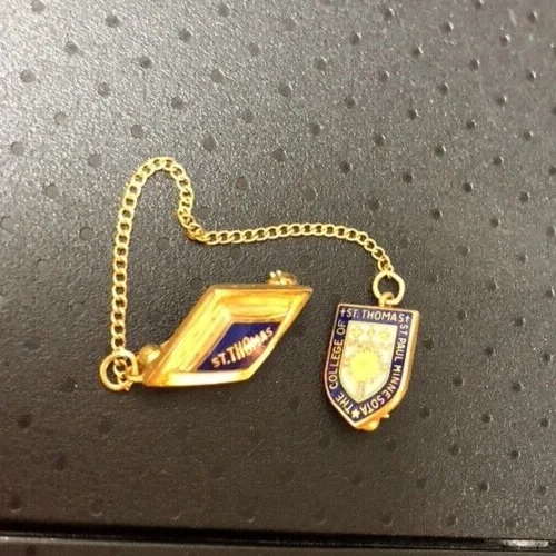 Vintage 10k Gold Pins "The Collage of St. Thomas" w/Chain - St. Paul, Minnesota Vintage 10k Gold Pins "The Collage of St. Thomas" w/Chain - St. Paul, Minnesota