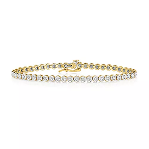 Pulsera de tenis de diamantes de oro amarillo de 9 quilates - 1 quilate