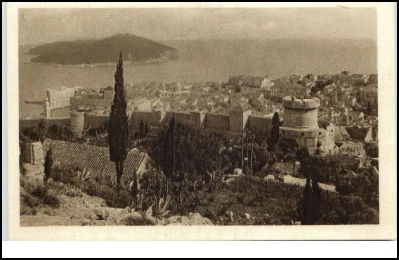 Dubrovnik Kroatien Postkarte ~1920/30 Teilansicht Meer Insel Croatia Postcard