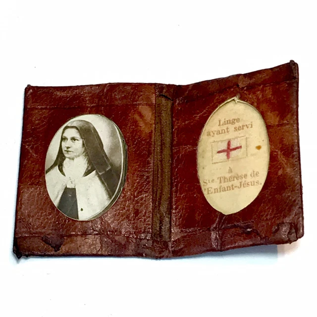 VINTAGE RELIQUAIRE RELIQUE Etoffe Sainte Thérèse De l'Enfant Jésus
