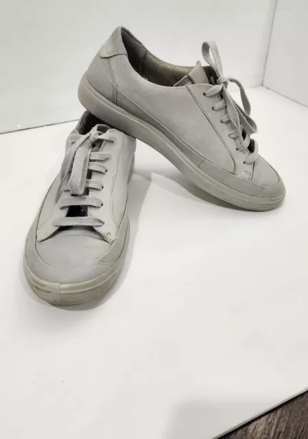 Ecco Womens Soft Sneakers Shoes Casual Grey Leather Lace Up 39 EU / 8-8.5 US