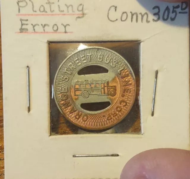 ***RARE***Orange Street Bus Line Token-New Haven, CT- PLATING ERROR (U1)