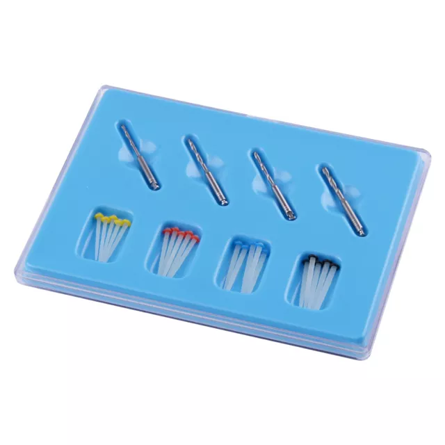 20 pcs Fiber Post & 4 Drills Dental Fiber Set Discolor Quartz Screw Thread Color