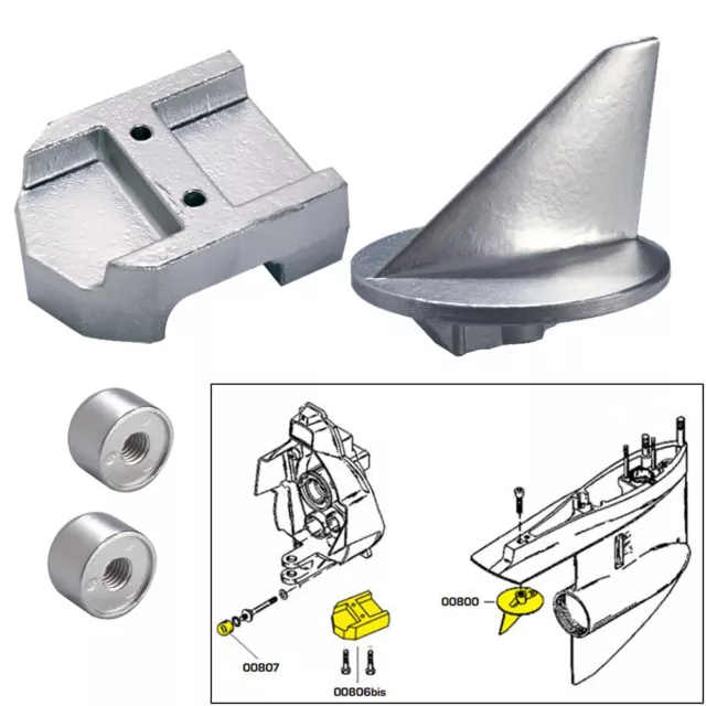 Tecnoseal Anode Kit w/Hardware - Mercury Alpha 1 Gen 1 - Aluminum 20800AL UPC...