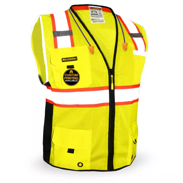 KwikSafety BIG KAHUNA Hi Vis Reflective ANSI PPE Surveyor Class 2 Safety Vest