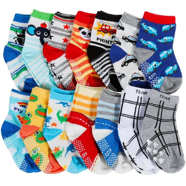 14Pairs Baby Girls Boys Anti Slip Socks Toddler Cotton Soft Sock 0-3 Years ↙