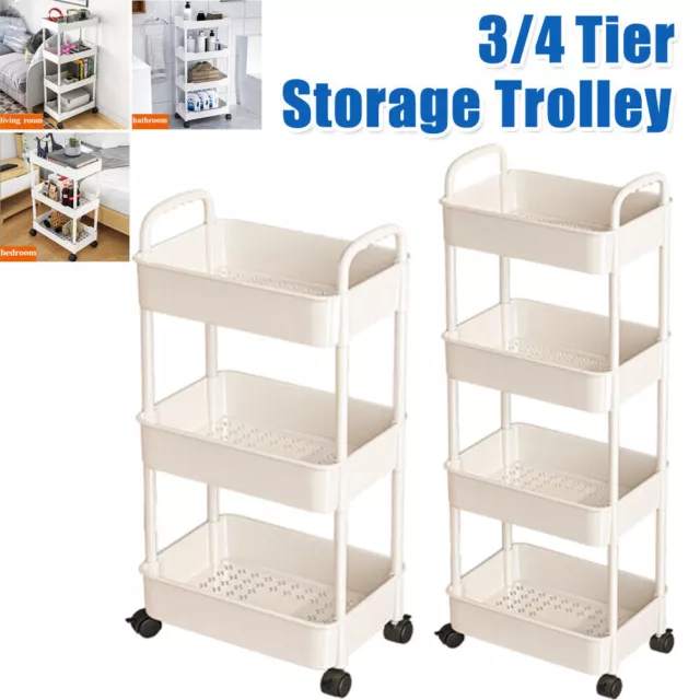 3/4/5 Tier Slide Out Slim Storage Rack Organizer Trolley Shelf Kitchen Bathroom,
