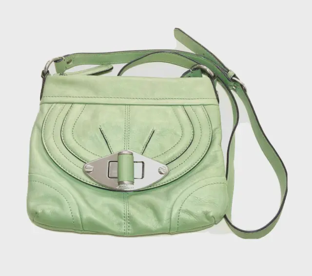 B. Makowsky Green Pebbled Leather Turn-lock Cross-Body Bag MSRP $200