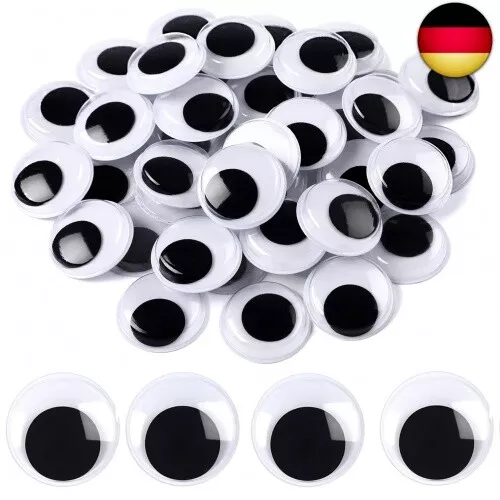 Selbstklebende Wackelaugen, 500 Stück Schwarz Wackelaugen Selbstklebend 25mm