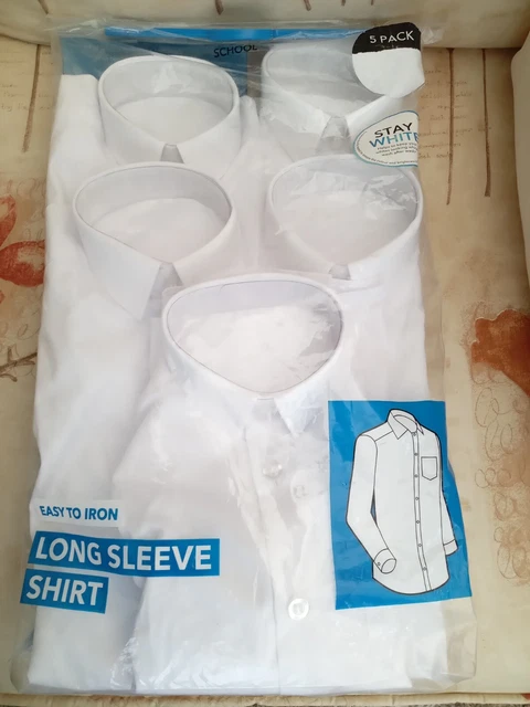 Camicie Scuola Ragazzo CONFEZIONE 5 Camicia Manica Lunga Uniforme George 3-4 Anni