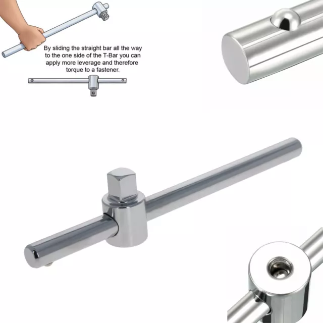 Sliding T-Handle Socket 1/4"3/8"1/2"Drive Breaker Bar Ratchet Wrench 110-250mm L