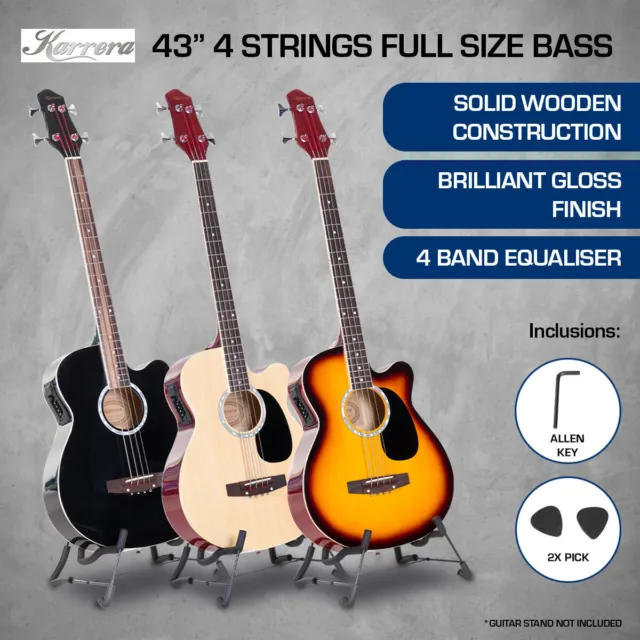 4 String Karrera Acoustic Bass Guitar Electric Pickup Band Equalizer Instrument