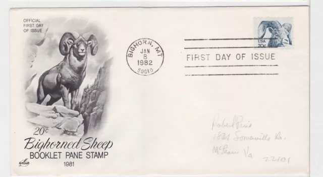 TurtlesTradingPost- Bighorn Sheep Booklet - 1982 #1860 - Artcraft  FDC