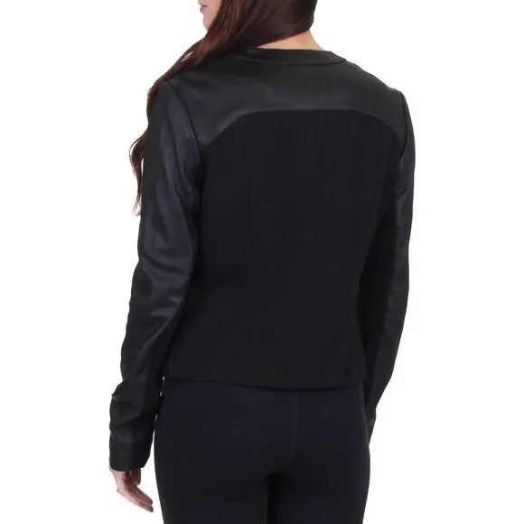 Via Spiga NEW Womens Size Small Black Genuine Leather Motorcycle Jacket $398 3