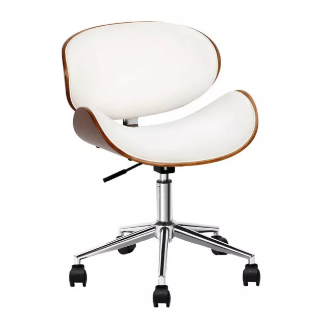 Artiss Office Chair Gaming Wooden Computer Desk Chairs Leather Seat White