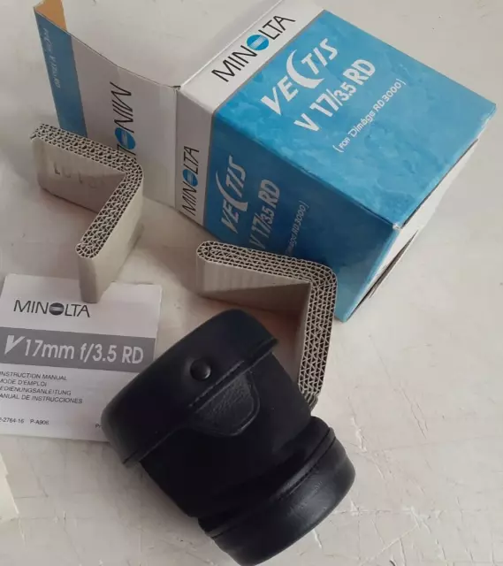 NEW OLD STOCK- MINOLTA 17mm F3.5 RD V MOUNT LENS FOR VECTIS RD3000, RARE w/ Box