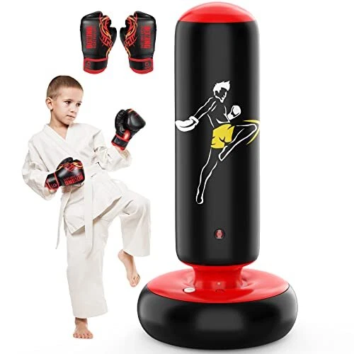 Larger Stable Punching Bag for Kids, Tall 66 Inch Inflatable Boxing Bag,