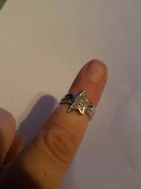 Bague Thierry Mugler En Argent Massif - Taille 50 - Motif Étoiles - Occasion