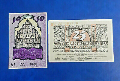 Lemgo Notgeld 10, 25 Pfennig 1921 Emergency Money Germany Banknotes (19256)