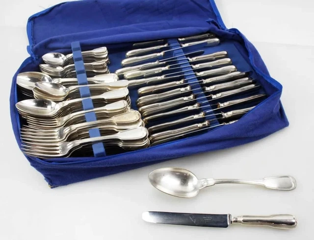 Christofle France Chinon Silverplated Flatware Set 125 Pieces Signed Original