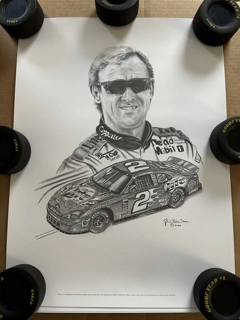 NASCAR Rusty Wallace #2 Miller 💡 Penske-Kranefuss Racing Ford Litho Art 24 x 18
