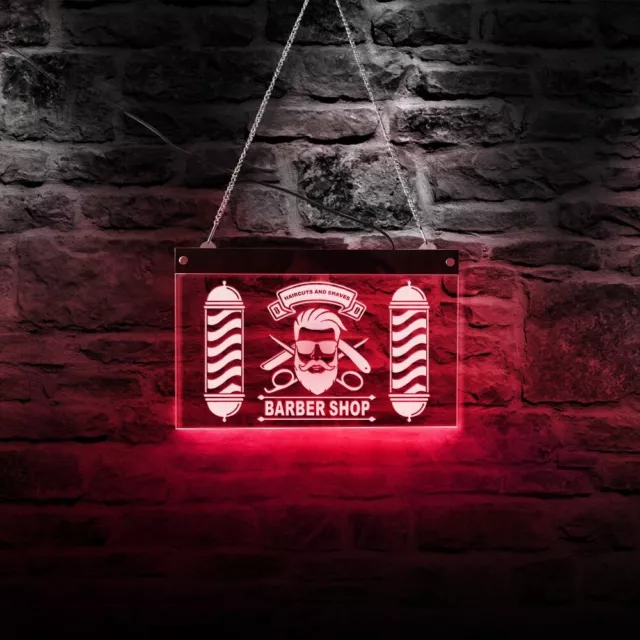 Custom Barber Shop LED Neon Light Sign Barber Pole Styling  Haircuts And Shaves