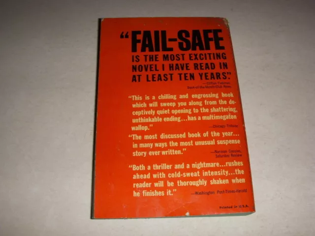 FAIL-SAFE par EUGENE BURDICK & HARVEY WHEELER, DELL #2459, 1ER, 1963, VINTAGE PB ! 2