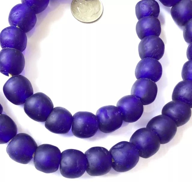 Ghana Transparent Cobalt Blue Krobo recycled Glass African trade Beads-Ghana