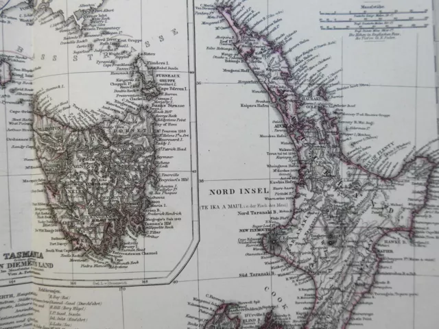 Western Australia Perth New Zealand Tasmania Auckland 1876 Stieler detailed map 3