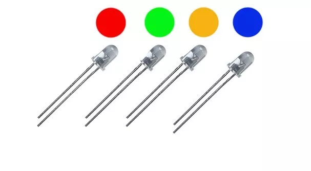 Lot de  4 LED Ø 5mm  Rouge Bleu Orange Vert