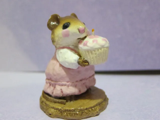 Wee Forest Folk Vintage M-99 Birthday Girl Pink Cupcake 1 Tiny Paint Scrape Box
