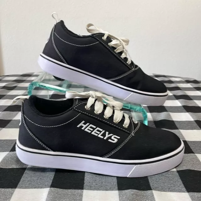 EXC! HEELYS PRO 20 SKATE SHOES Black White Men's Size 9 Wheels Sneakers