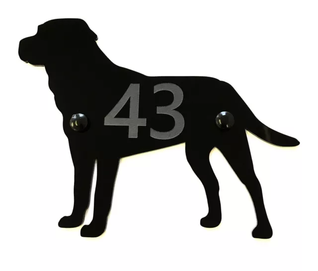 Labrador Dog Door House Number Sign Plaques in Black