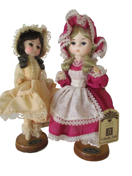 Vtg Bradley Doll lot 2 pc w/ tags 8" tall Miss April Miss May