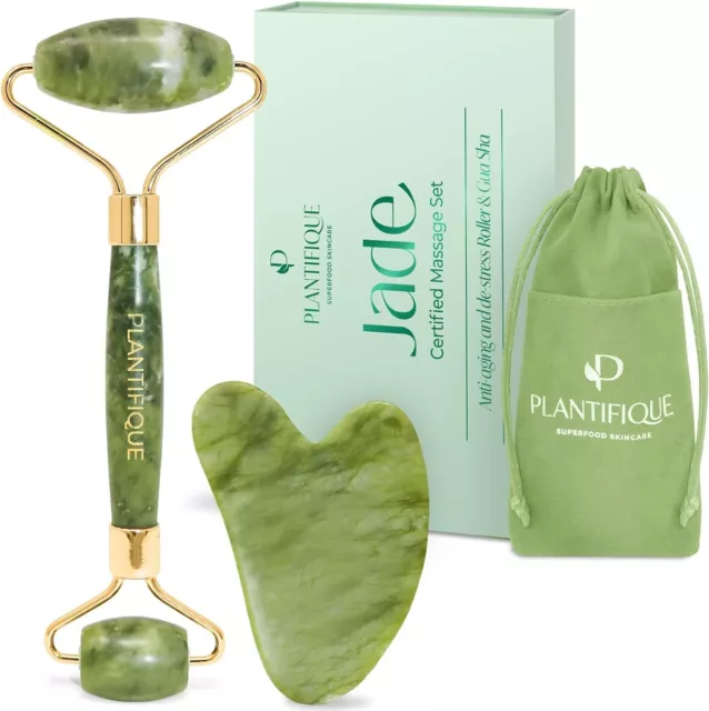 Rullo Di Giada per Il Viso E Gua Sha 100% Autentica Durevole Roller Viso, Pietra