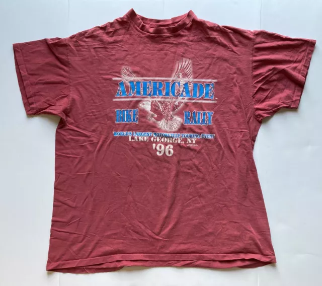 1996 Americade Bike Rally Lake George Nueva York Camiseta Roja Talla 2XL