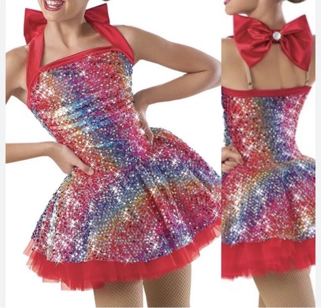 Weissman dance costume LA rainbow tutu pride halter dress