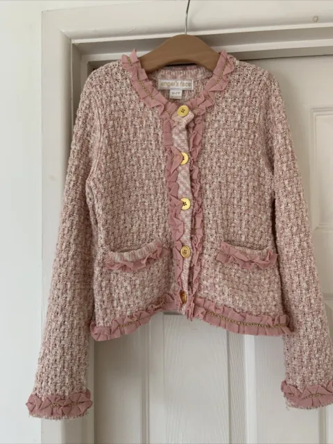 girls Designer Angel’s Face tweed pink jacket age 6-7