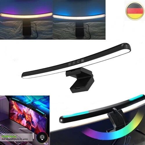 Quntis Lámpara Monitor Curvo 51cm Con Control Remoto, USB Luz Ordenador Con Atenuación