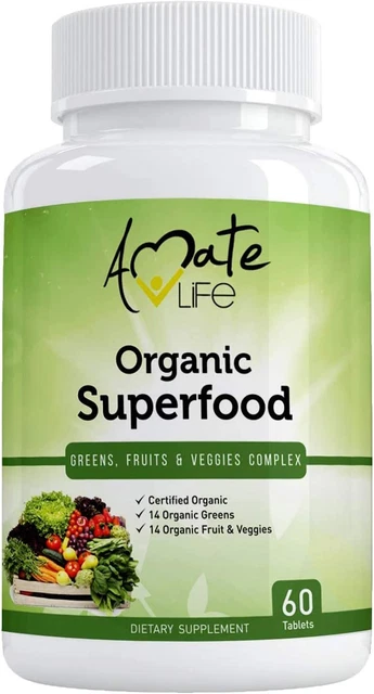 Organic Superfood Greens Fruits and Veggies Complex- 60 Tablets