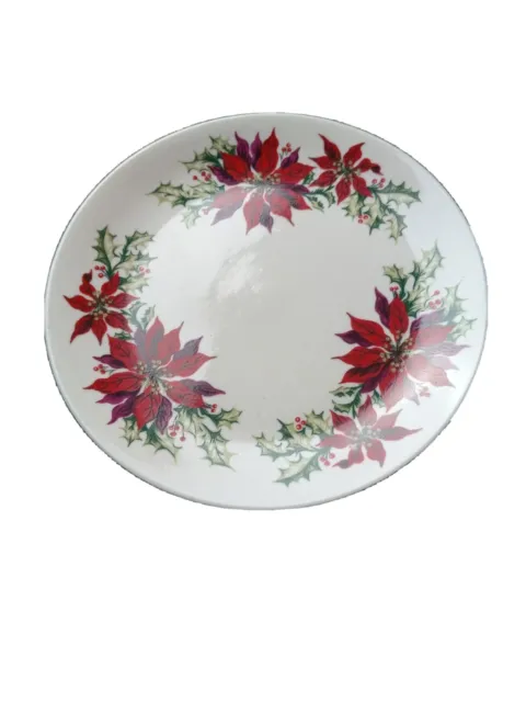 Totally Today Holiday Christmas Poinsettia China - 4 dessert plates 7" diameter