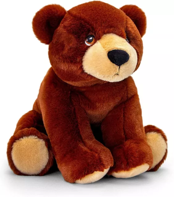 Grizzly Bear Plush Toy Brown 18cm - 100% Recycled Eco Soft Teddy - Keel Keeleco